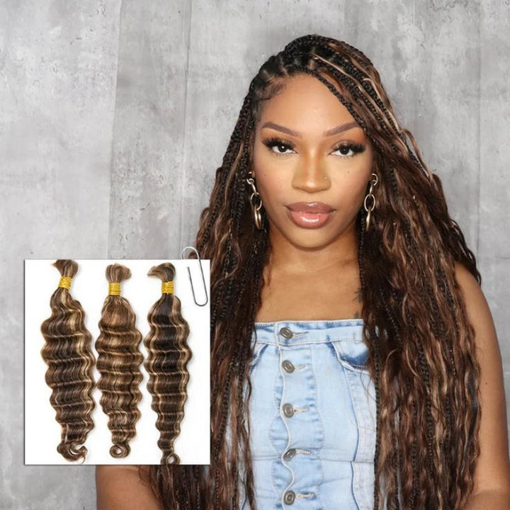 NWOT Instant Weave 4/27/30 Blend Human Hair Body Wave Half Wig 4/#27/#30 Mix Color Blend Body Wave Bulk Human Braiding Hair  main image 4