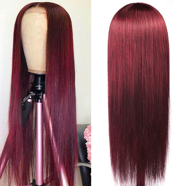 Modern Show 99j Transparent HD 13x4 Pre Plucked Straight Human Hair Lace Front Wig