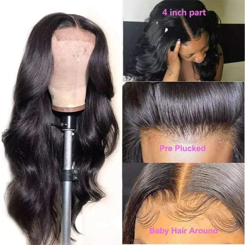 Body Wave 4x4 Lace Closure Wig 100% Human Hair With Pre-Plucked Hairline