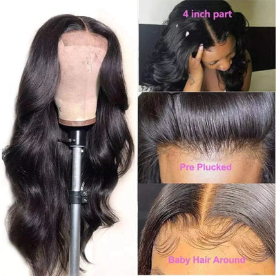 Body Wave 4x4 Lace Closure Wig 100% Human Hair With Pre-Plucked Hairline