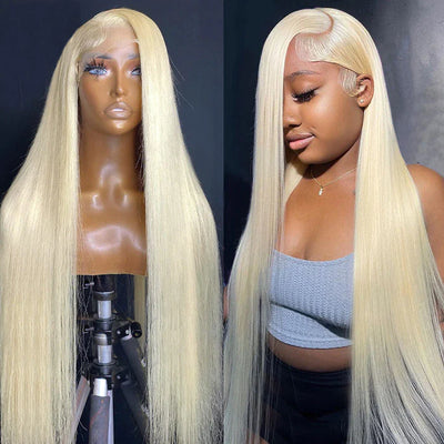 Modern Show Brazilian Straight Human Hair 613 Blonde Transparent Lace Frontal Wigs For Women