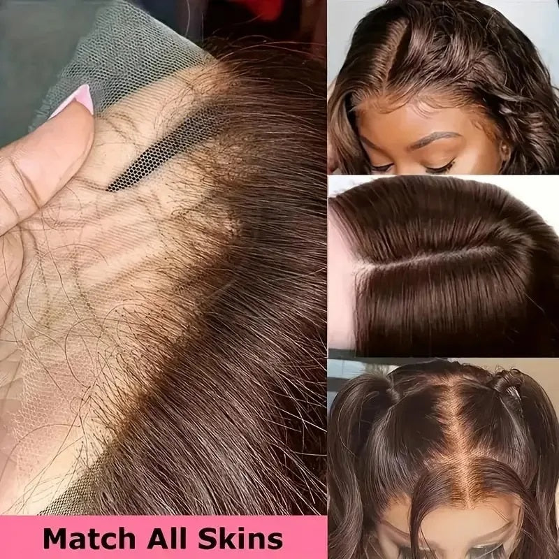 Chocolate Brown Glueless Wig HD Full Lace Frontal Wig 250% Density Dark Brown Body Wave Wig