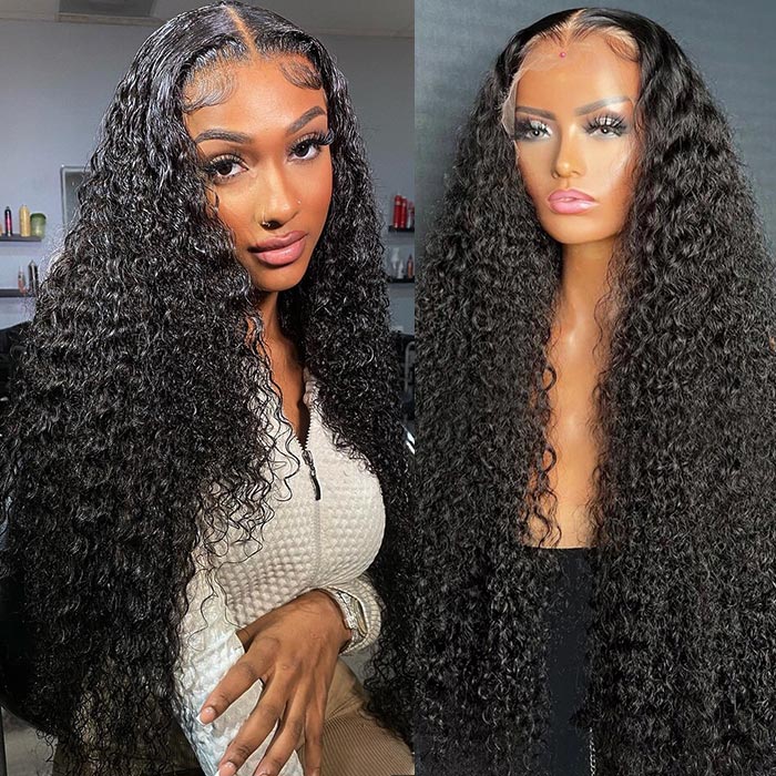 Modern Show Brazilian Curly Human Hair Transparent HD Lace Front Wigs  With Baby Hair For Black Women