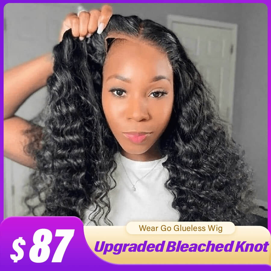 Upgraded Glueless Lace Wigs Bleached Knots Human Hair Wig 180% Density Pre Cut Lace Wig