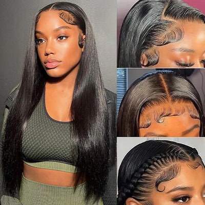 Modern Show 180% Density Straight Glueless Lace Closure Wigs Human Hair For Women