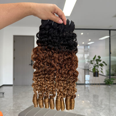 Modern Show T1B/30/27 Colored Ombre Bundles 1/3Pcs Burmese Curly Human Hair