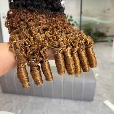 Modern Show T1B/30/27 Colored Ombre Bundles 1/3Pcs Burmese Curly Human Hair