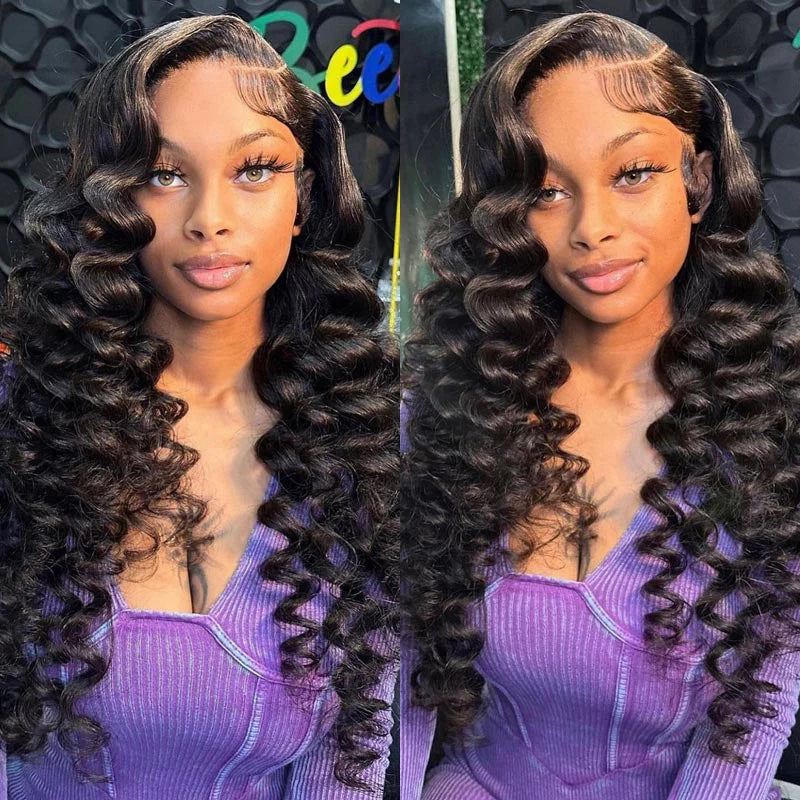 Natural Black Human Loose Wave 13X4 Transparent Lace Frontal Human Hair Wigs Pre Plucked With Perfect Hairline For Black Women ModernShow