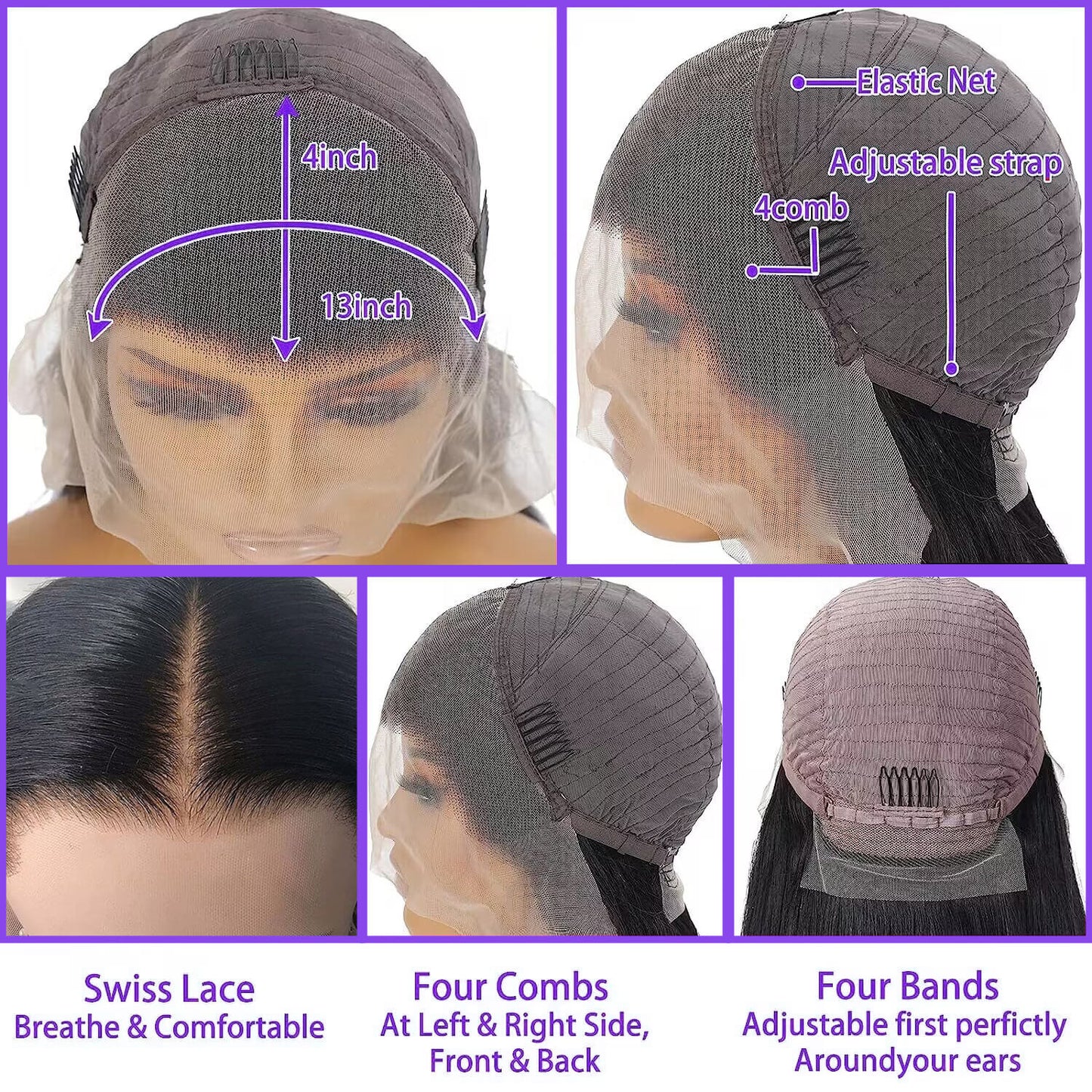 straight  wig  lace cap