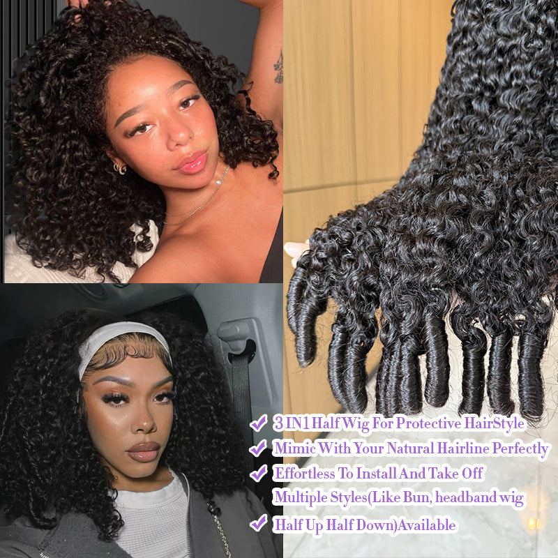 In Half Wig NEW Burmese Curly Hair With Flexible Drawstring No