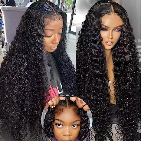 180% Density Water Wave Glueless Lace Closure Wigs Human Hair For Black ...