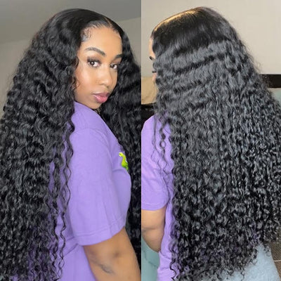 Modern Show 100 Natural Raw Indian Virgin Human Hair Water Wave Transparent HD Lace Front Wigs
