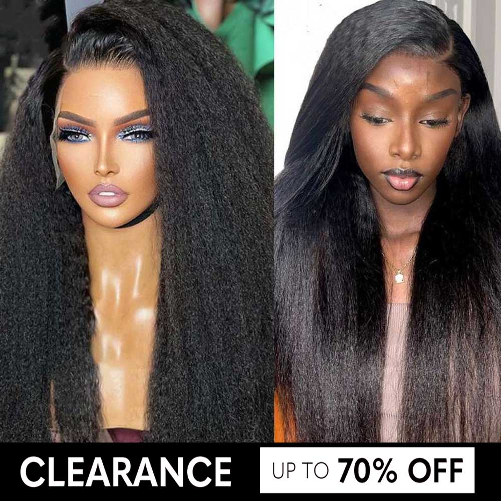 Flash Sale Transparent Lace Front Wig Yaki Straight Wigs For Black Women