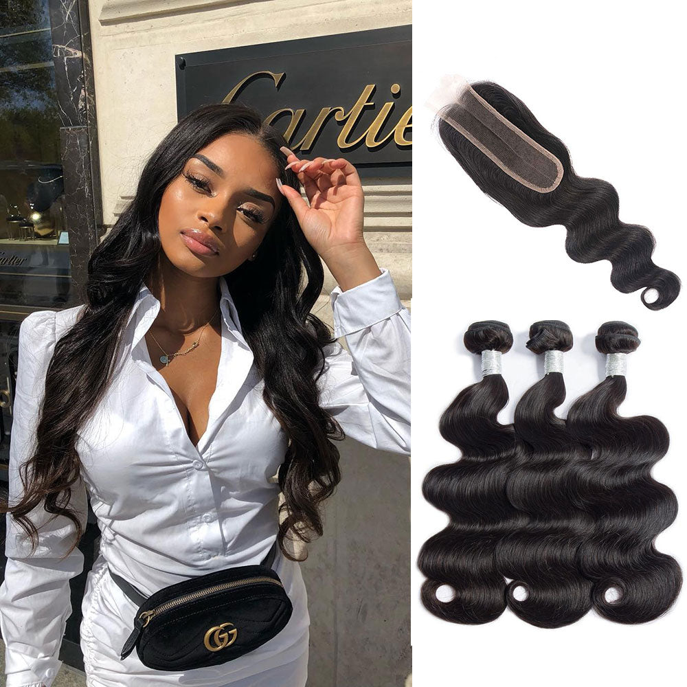 Malaysian Hair Body Wave 3 Bundles With 2X6 Closure