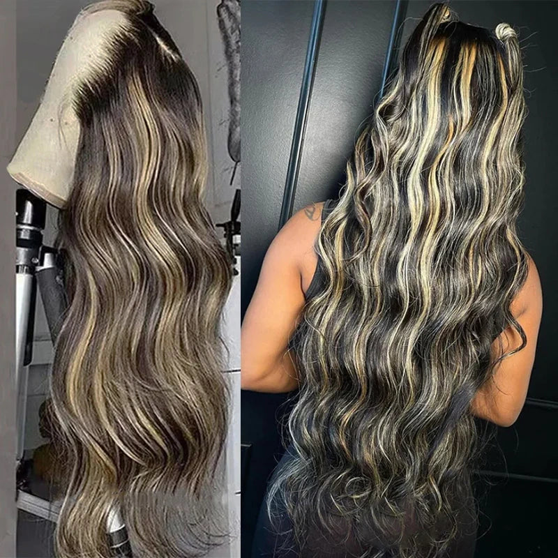 p1b/27 Highlight Color Body Wave 13x4 Lace Frontal Wigs HD Transparent Lace Human Hair Wigs