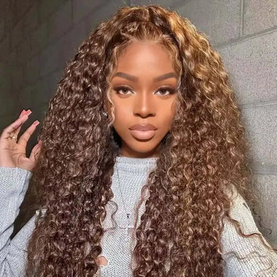 Modern Show Highlight Burmese Curly Wig 13x6 HD Full Frontal Wig Human Hair 180% 250% density