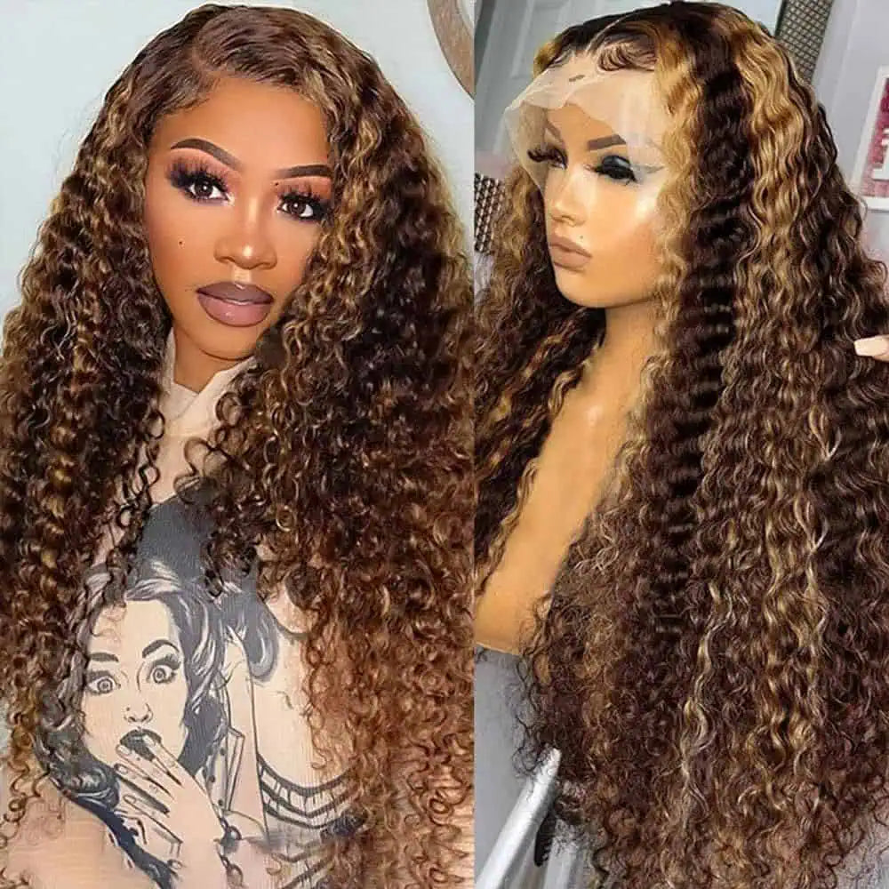 Modern Show Highlight Burmese Curly Wig 13x6 HD Full Frontal Wig Human Hair 180% 250% density