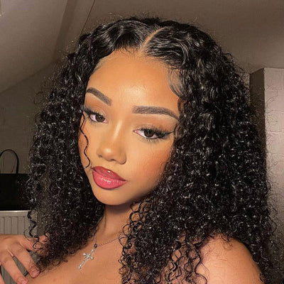 Modern Show Black Curly 4x6 Glueless Closure Wig Human Hair for Women