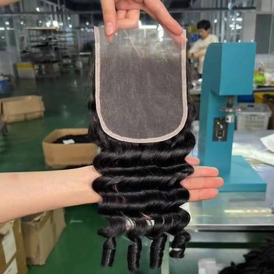 Modern Show Loose Deep Wave Curly With Spiral Ends 5x5 HD Transparent Lace Closure 100% Human Hair