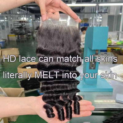 Modern Show Loose Deep Wave Curly With Spiral Ends 5x5 HD Transparent Lace Closure 100% Human Hair