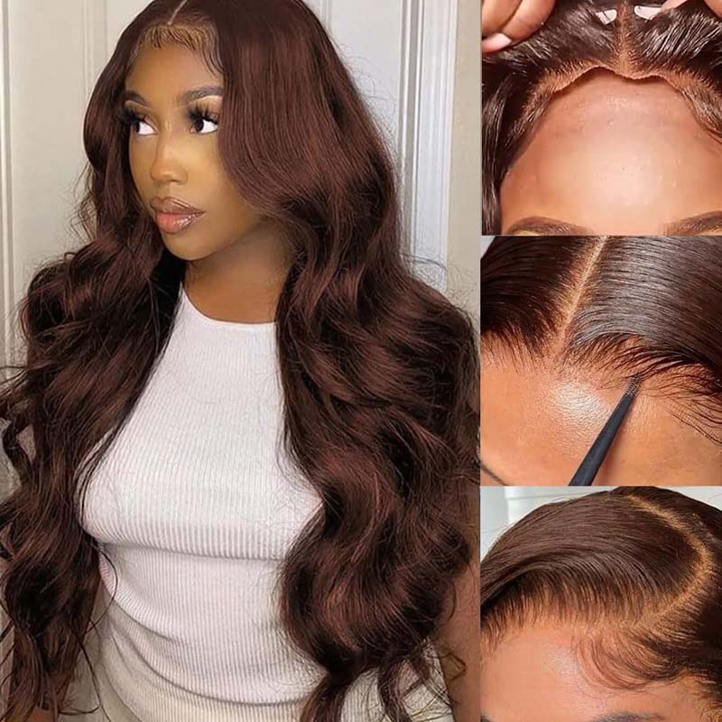 Dark Brown Wavy Beauty Lace Front Wig Wig 22-24inc Dengmore Brown Curly Wig Deep Wave Curly Hair Wigs 360 Lace  main image 2