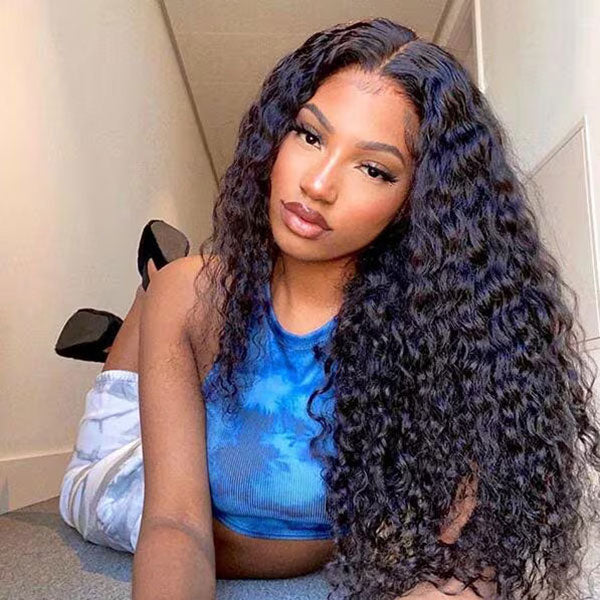 Modern Show Black Curly 4x6 Glueless Closure Wig Human Hair for Women