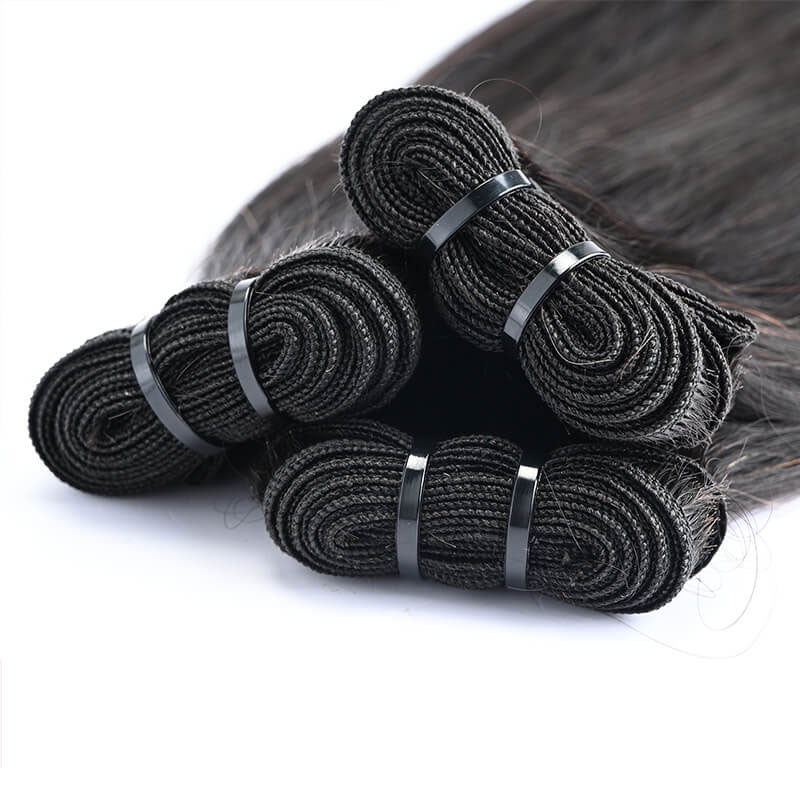 Malaysian Double Drawn Straight Human Hair 3 Bunldes Weft  Detail