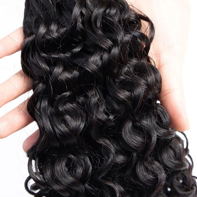 Indian Hair Double Drawn Water Wave Bundle Middle Part