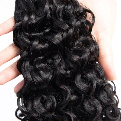 Indian Hair Double Drawn Water Wave Bundle Middle Part