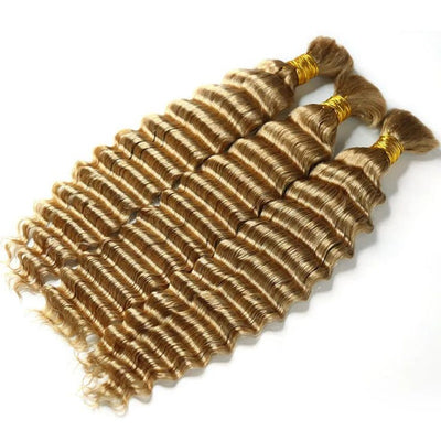 Modern Show Knotless Braiding Hair Honey Blonde Color Deep Wave Bulk 100% Human Hair