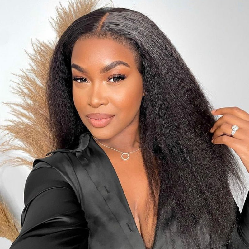 Yaki Straight 360 FuLL Lace Frontal Wigs Transparent Lace Human Hair Wigs With Invisible Bleached Knots