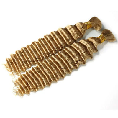 Modern Show Knotless Braiding Hair Honey Blonde Color Deep Wave Bulk 100% Human Hair