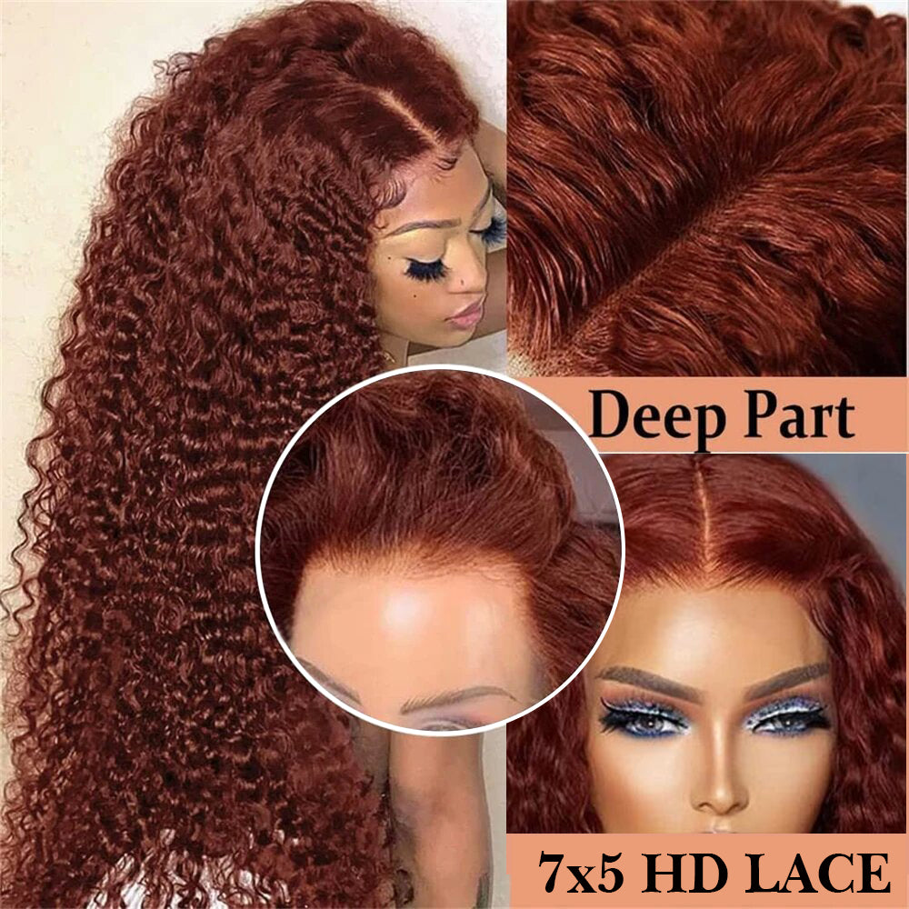 180% Density Curly Glueless Lace Closure Wigs Human Hair For Black