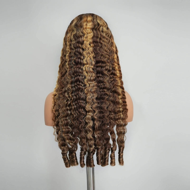 Modern Show Highlight Burmese Curly Wig 13x6 HD Full Frontal Wig Human Hair 180% 250% density