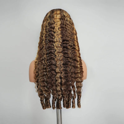 Modern Show Highlight Burmese Curly Wig 13x6 HD Full Frontal Wig Human Hair 180% 250% density