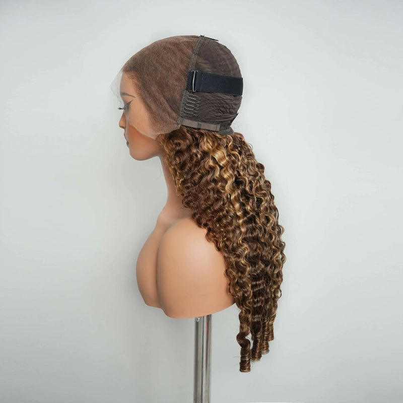 Modern Show Highlight Burmese Curly Wig 13x6 HD Full Frontal Wig Human Hair 180% 250% density