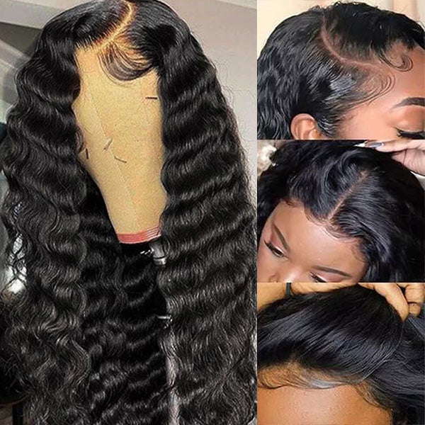 180% Density Loose Wave Glueless Lace Closure Wigs Human  display picture 1