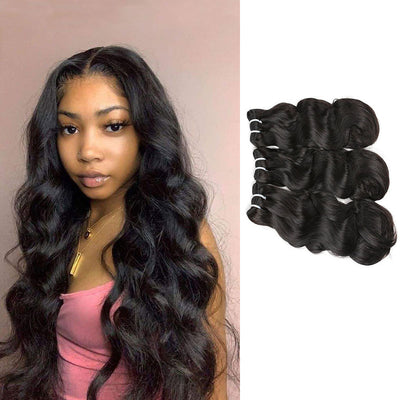 Indian Double Drawn Body Wave Human Hair 3 Bunldes