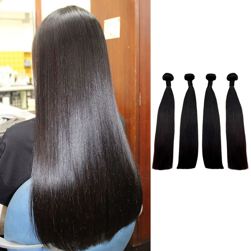 Indian Double Drawn Straight Human Hair 4 Bunldes