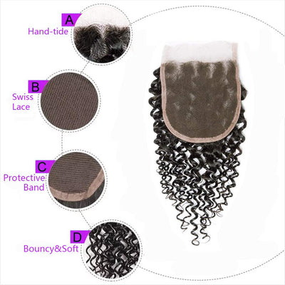 Peruvian Kinky Curly Hair 5X5 Lace Closure
