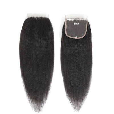Peruvian Kinky Straight Hair 5X5 Lace Closure