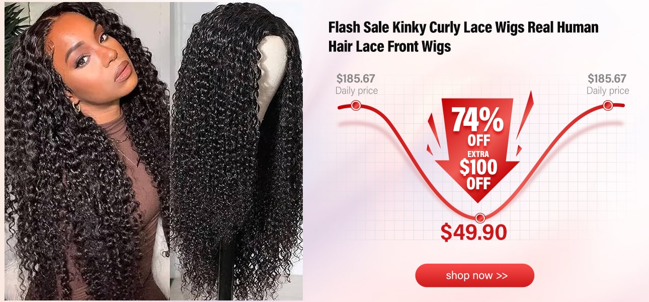 Flash Sale Kinky Curly Lace Wigs Real Human Hair Lace Front Wigs