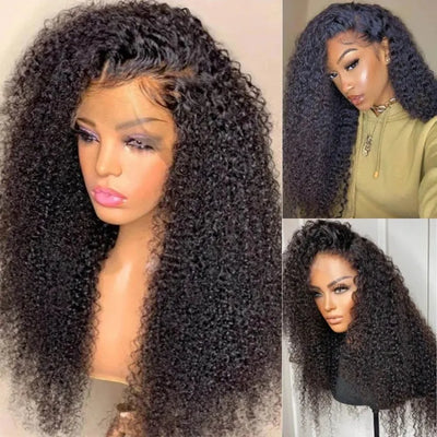 Modern Show Afro Human Kinky Curly Lace Front Wigs For Black Women Virgin Hair Lace Wigs