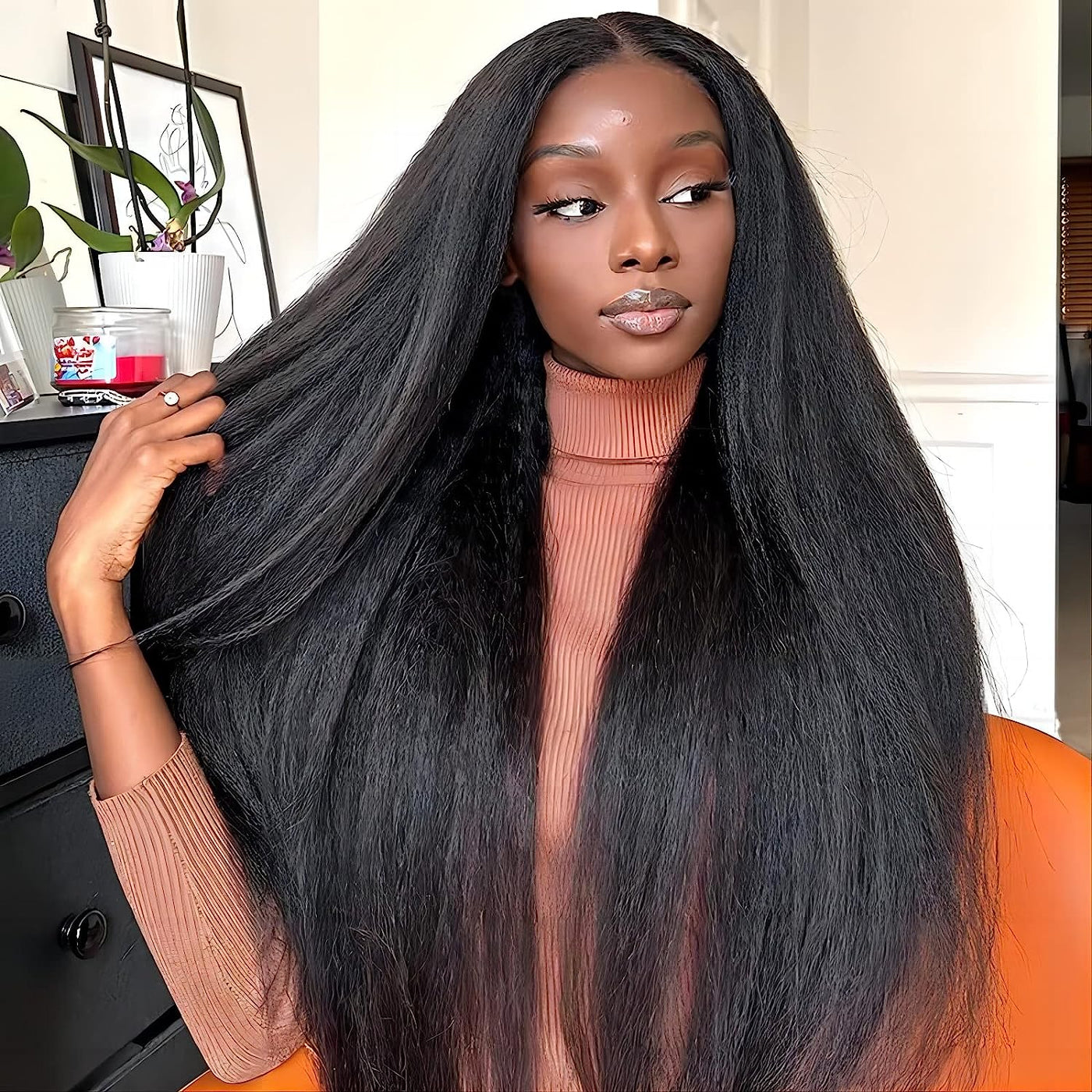 Modern Show Black Kinky Straight 5x5 HD Closure Wig Human Hair