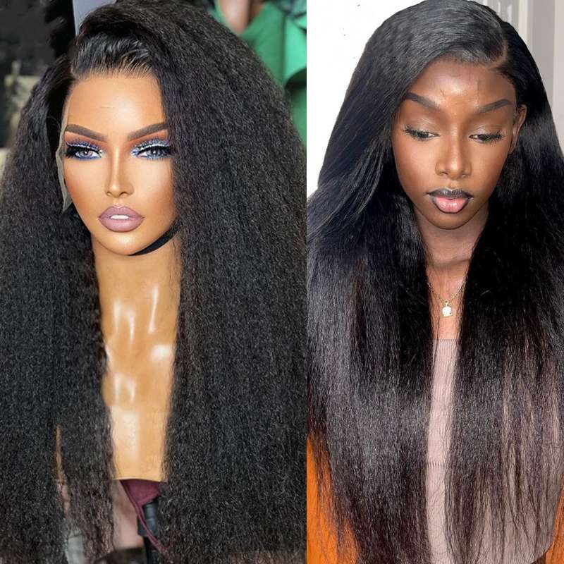 Flash Sale Transparent Lace Front Wig Yaki Straight Wigs For Black Women
