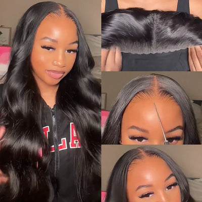 Modern Show Pre Cut Lace Wig Body Wave Glueless Lace Closure Wigs Human Hair Natural Color