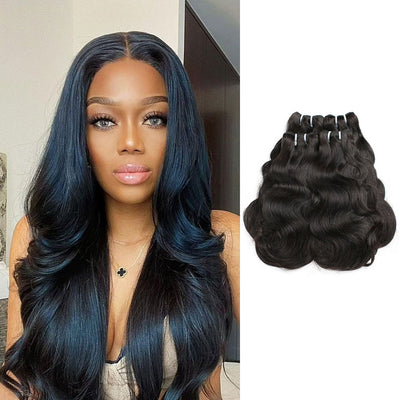 Malaysian Double Drawn Body Wave Human Hair 4 Bunldes