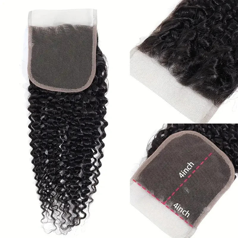 Modern Show Virgin Peruvian Curly Human Hair Swiss Lace Closure With Baby Hair