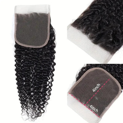 Modern Show Virgin Peruvian Curly Human Hair Swiss Lace Closure With Baby Hair