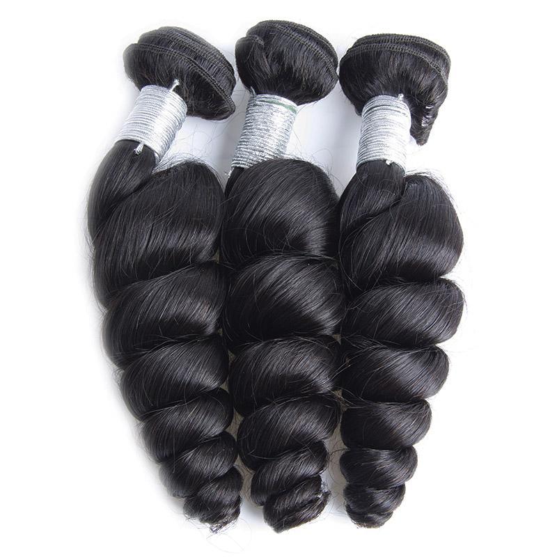 Peruvian Loose Wave Hair 3 Bundles With 13X6 Lace Closure